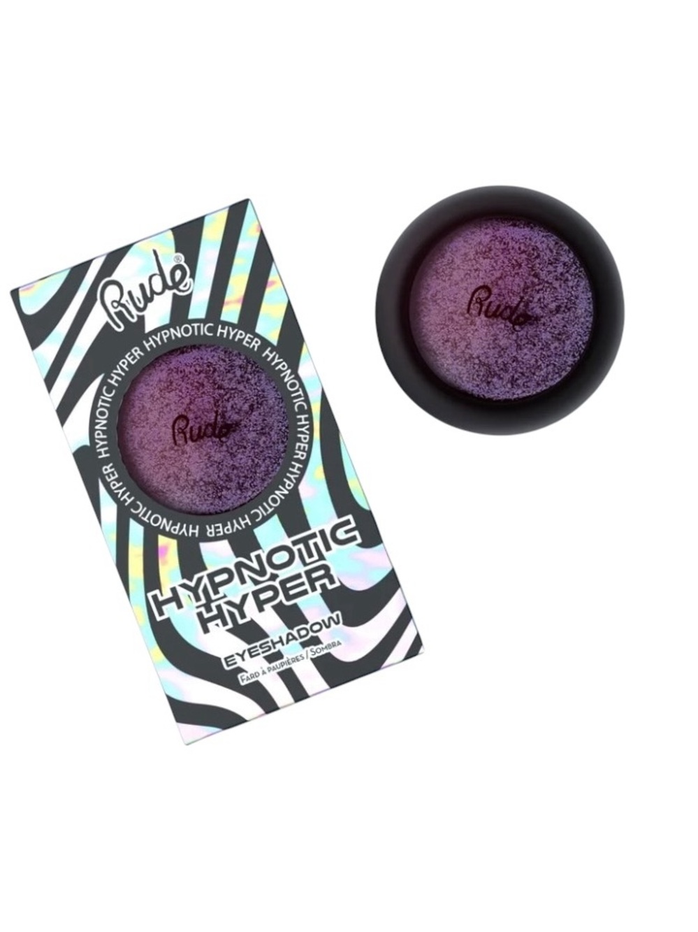 New Rude Cosmetics Under the Spell Hypnotic Hyper Chrome Dark Purple Eyeshadow